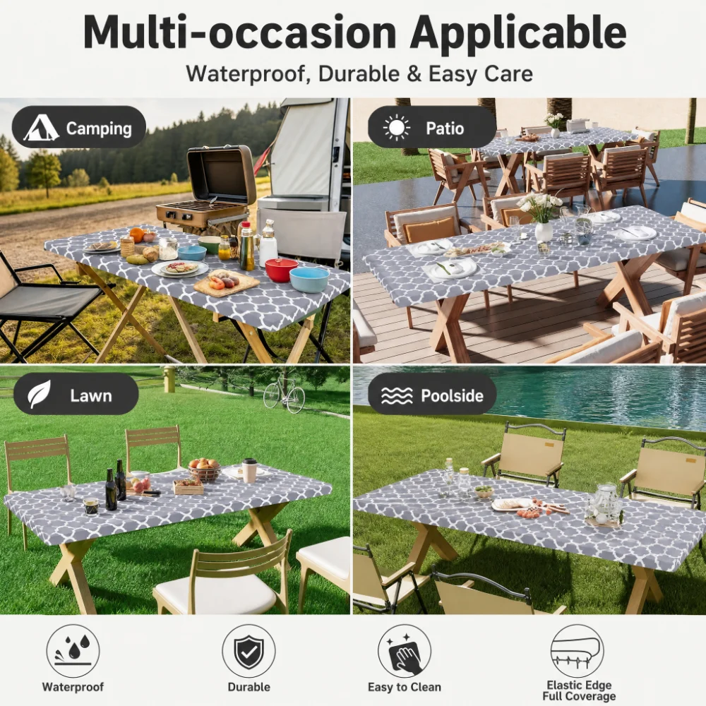Folding Picnic Table - غطاء طاولة مستطيل الشكل، مفرش طاولة