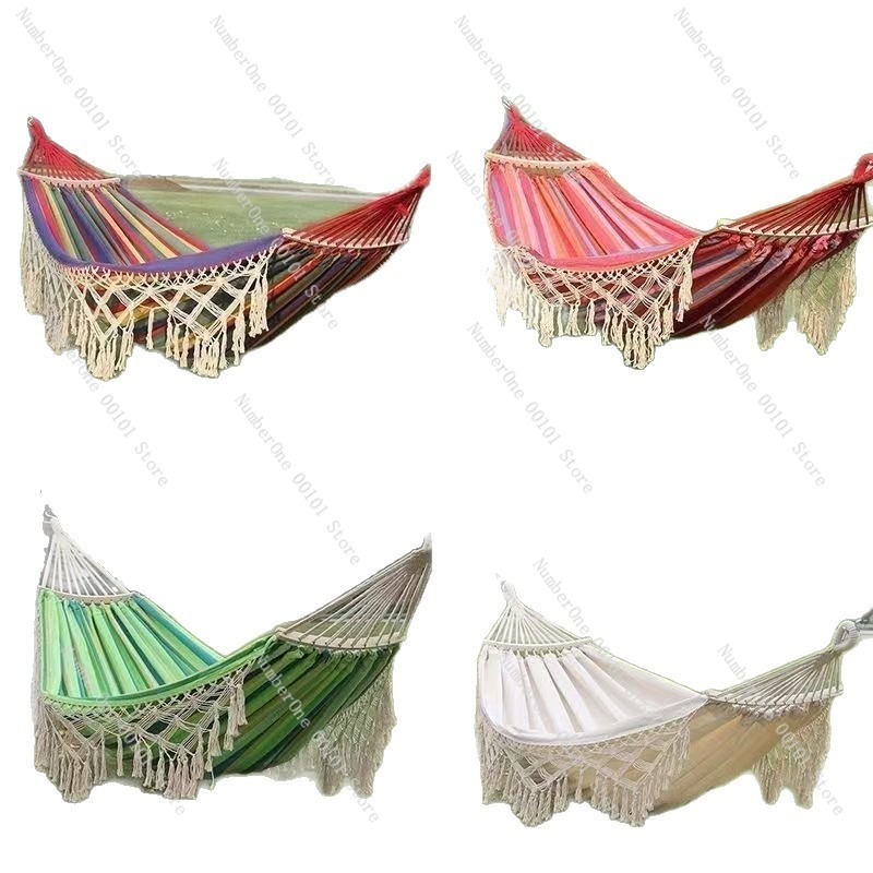 Garden Swing Chair - أرجوحة قماشية مزدوجة مع شراشيب للتخييم