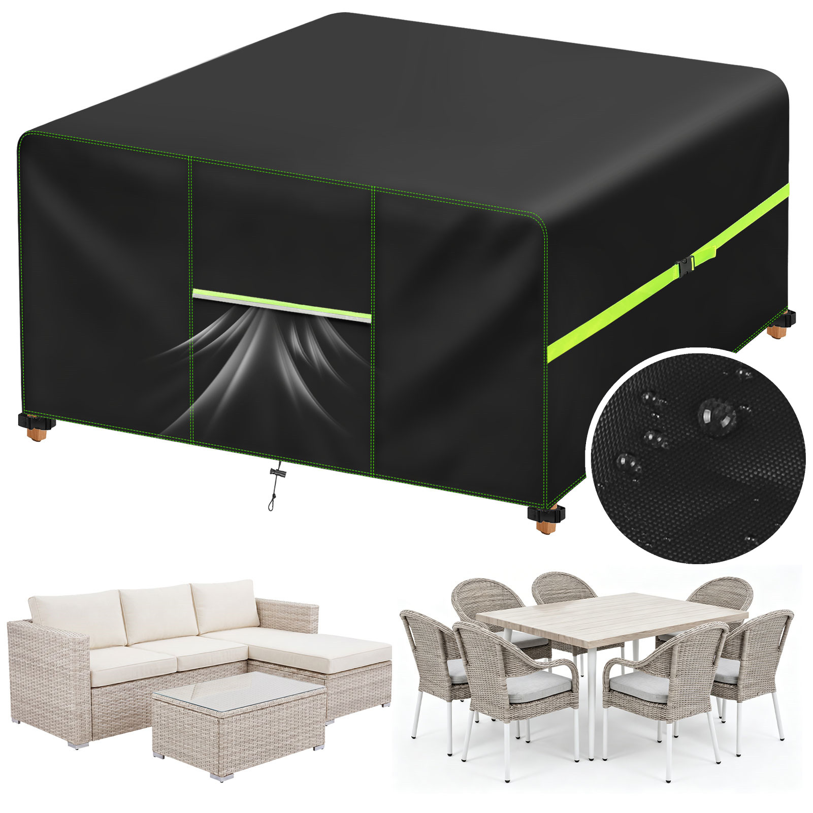 Outdoor Furniture Weatherproof - غطاء أثاث الحدائق مع فتحات تهوية،