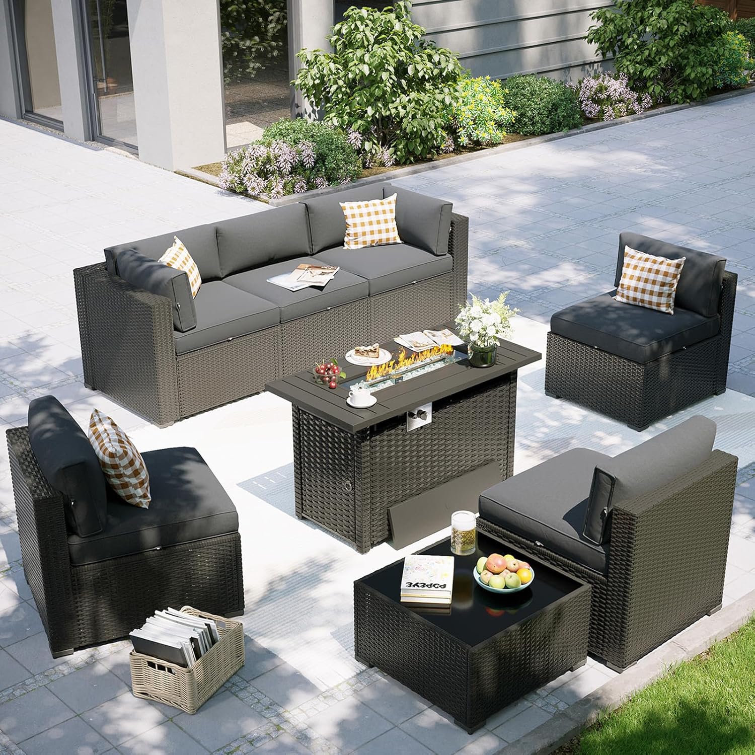 Outdoor Furniture Fire Table - طقم أثاث للفناء مع طاولة موقد