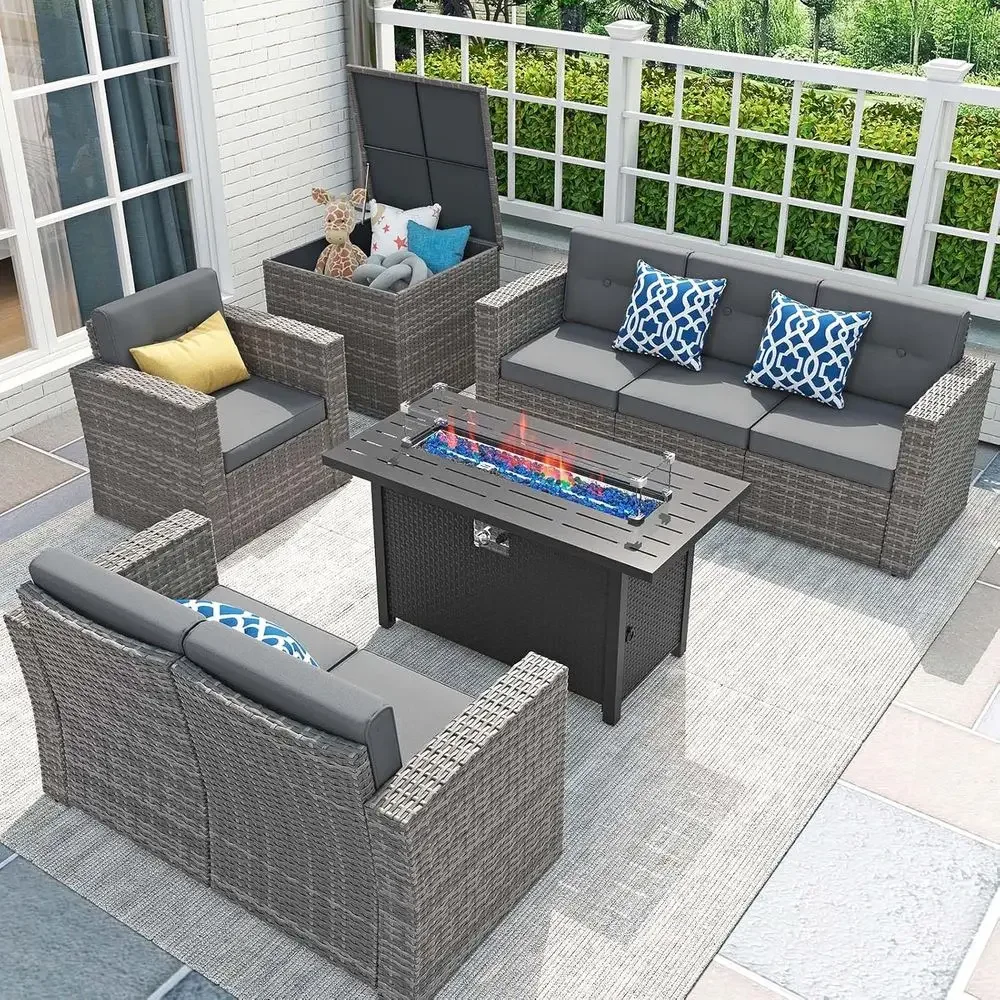 Outdoor Furniture Fire Table - طقم أثاث فناء من 8 قطع