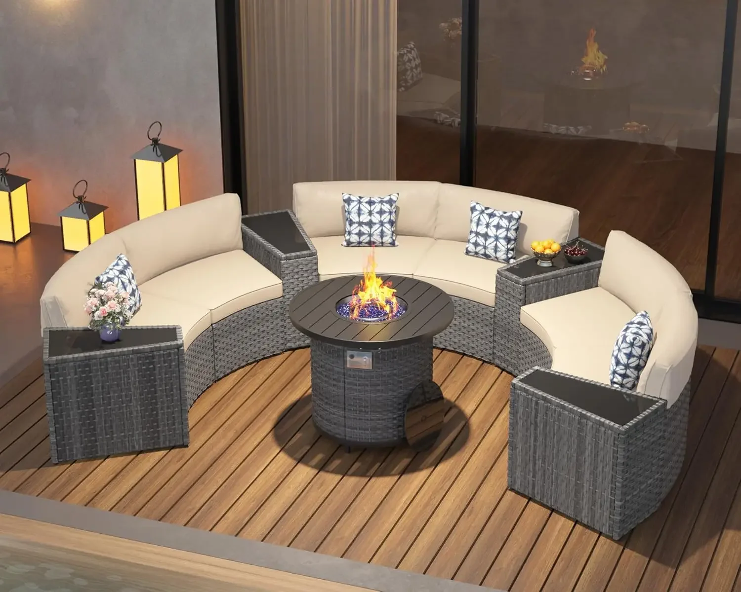 Outdoor Furniture Fire Table - مجموعة أثاث الفناء مع طاولة حفرة