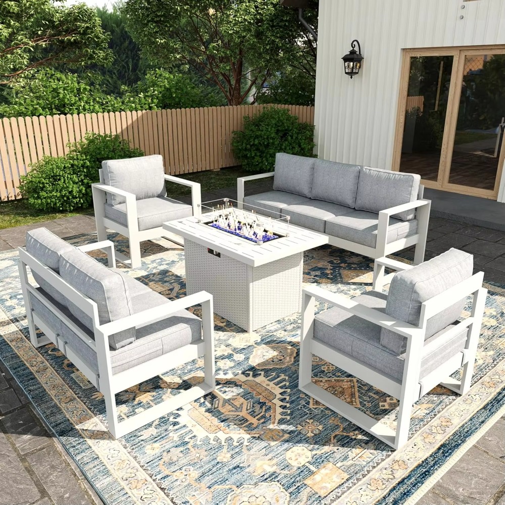 Outdoor Furniture Fire Table - طقم أثاث للشرفة والتراس، سهل التجميع،