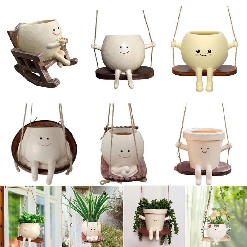 Garden Swing Chair - أصيص نباتات عصارية بتصميم رأس متأرجح