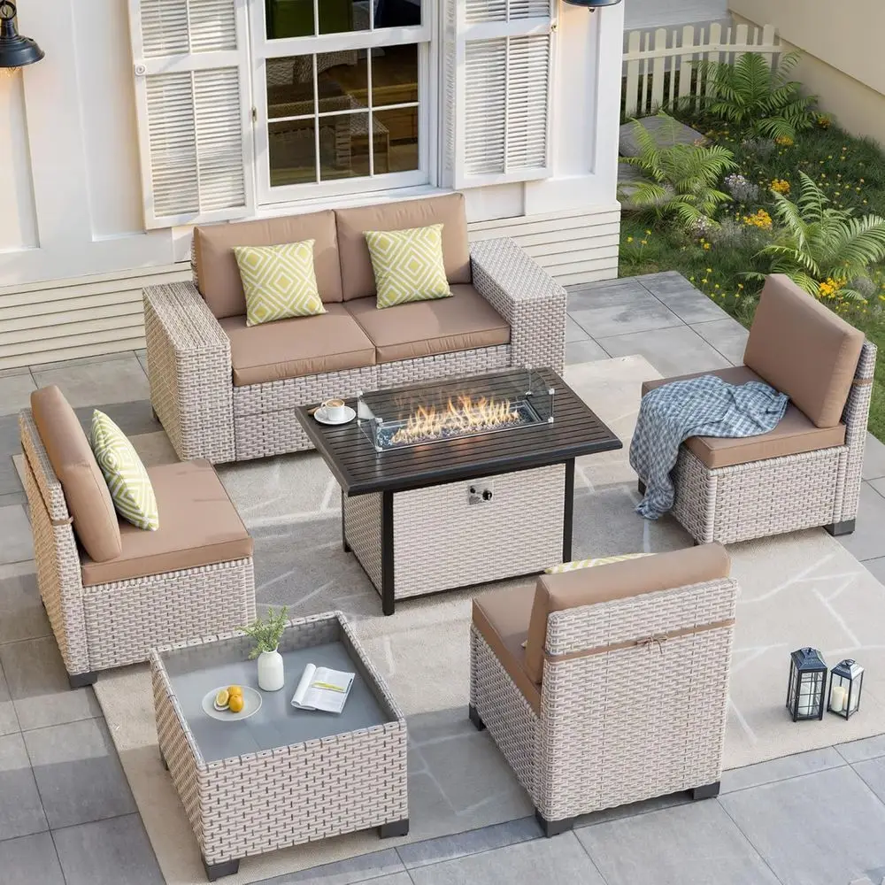 Outdoor Furniture Fire Table - طقم أثاث خارجي مكون من 7