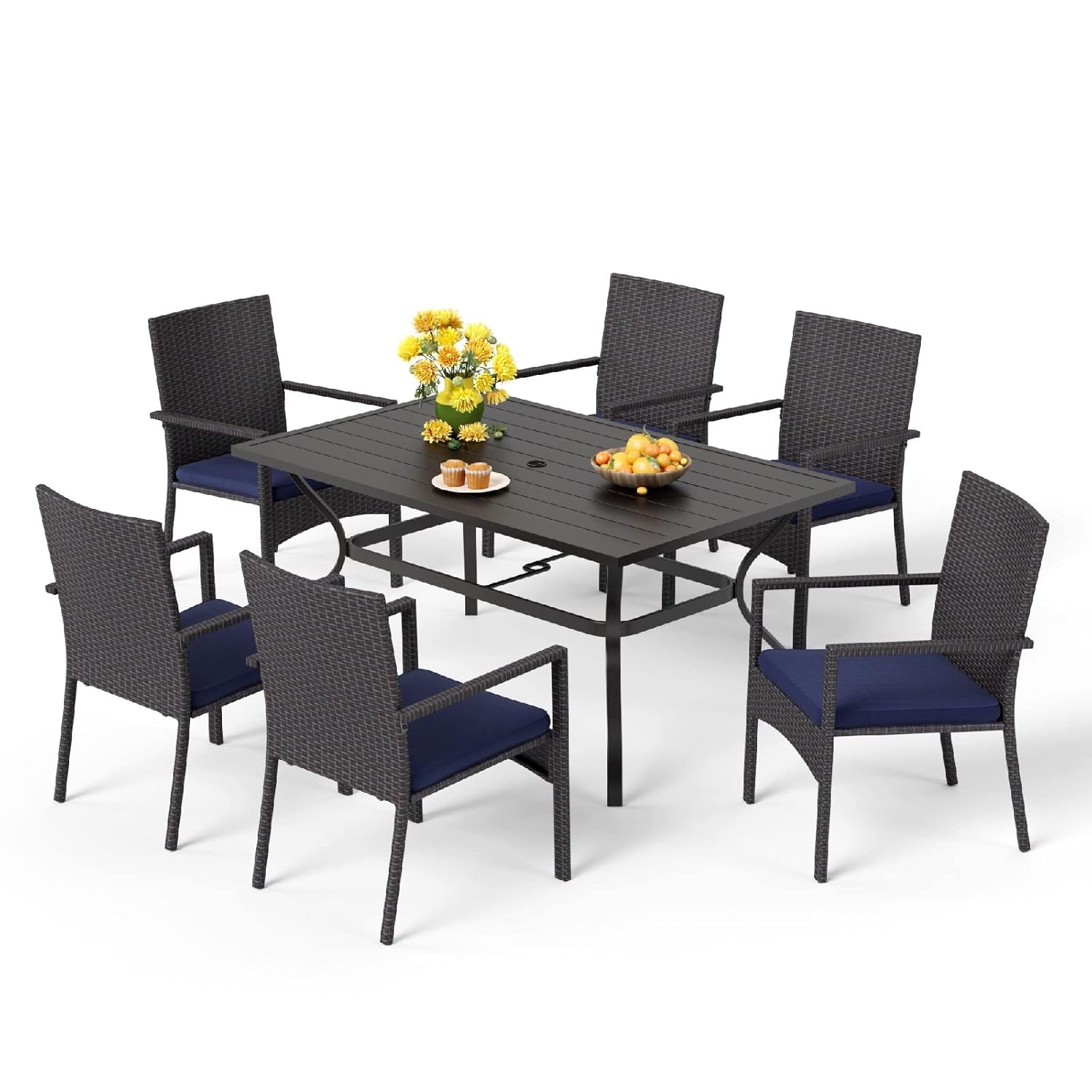 Outdoor Furniture Dining Set - طقم طعام خارجي من 7 قطع،
