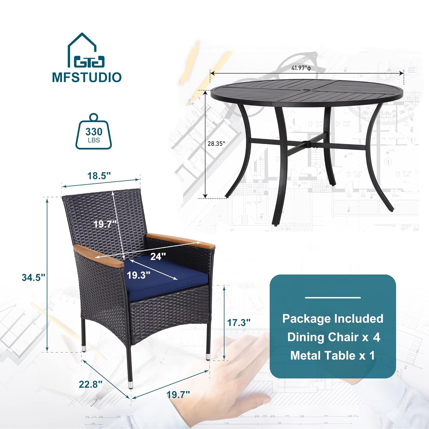 طقم طعام للفناء الخارجي لـ 4 أ - مراجعة Outdoor Furniture Dining Set وسعره