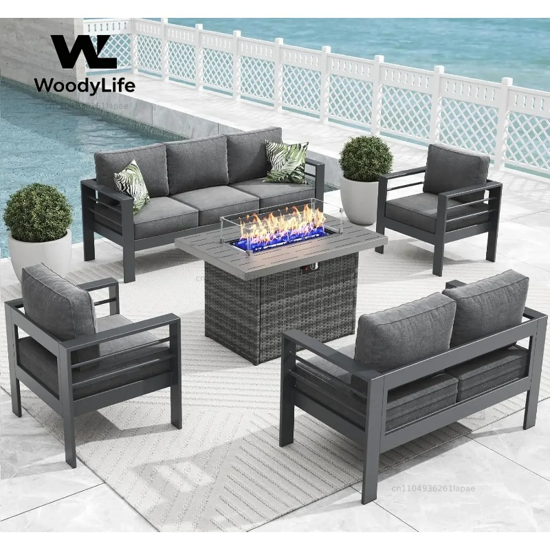 طقم أثاث حدائق حديث من الألومن - مراجعة Outdoor Furniture Fire Table وسعره