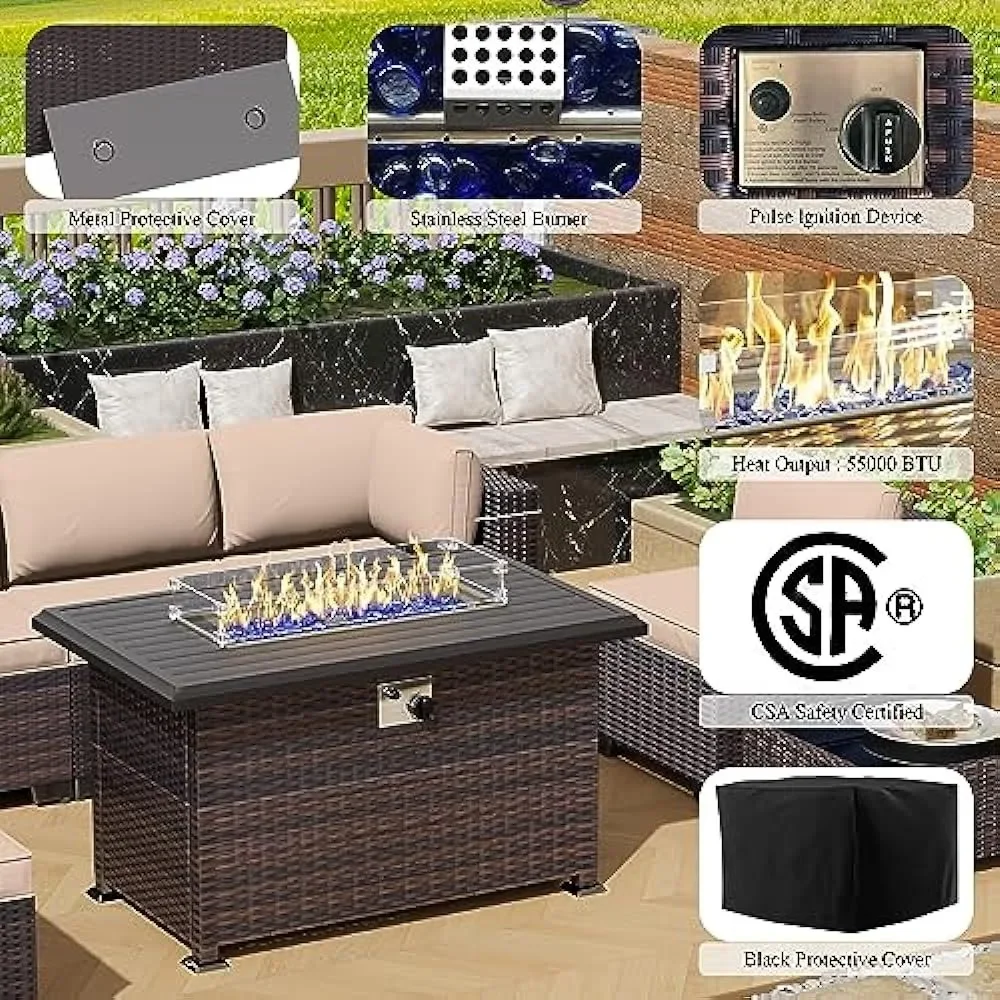-مجموعة أثاث الفناء مع طاولة ح - مراجعة Outdoor Furniture Fire Table وسعره