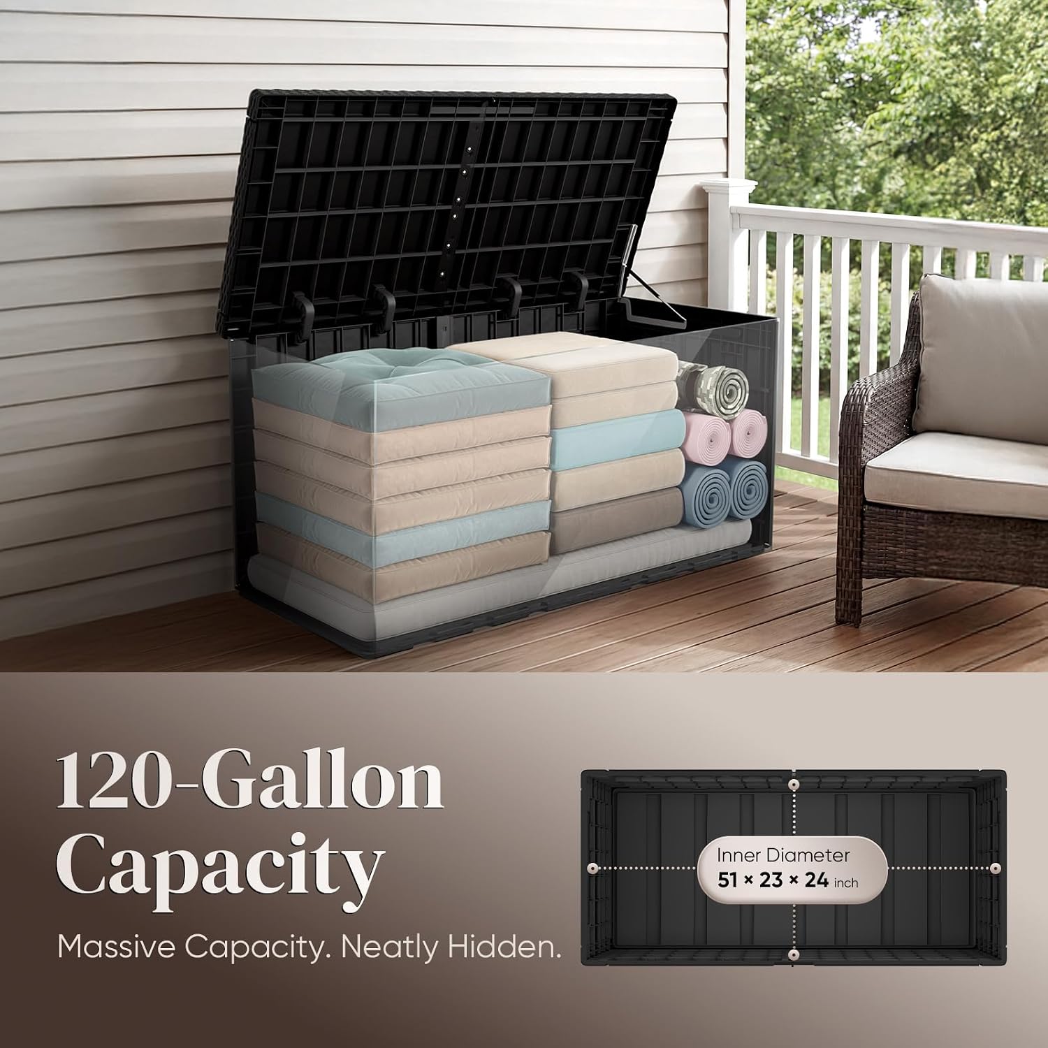 صندوق تخزين خارجي كبير سعة 120 - مراجعة Outdoor Furniture Weatherproof وسعره