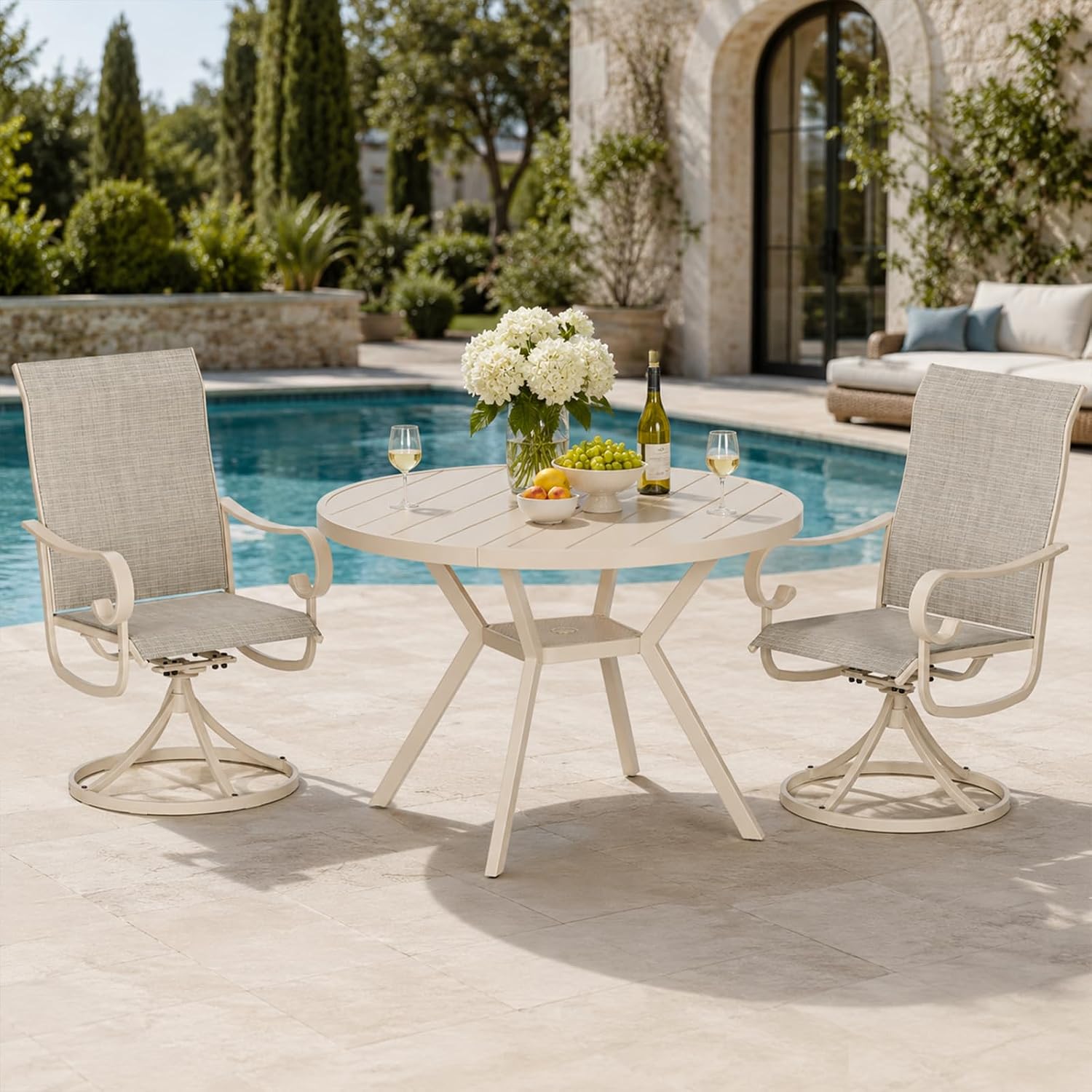 مجموعة من كرسيين طعام دوّارين  - مراجعة Outdoor Furniture Dining Set وسعره