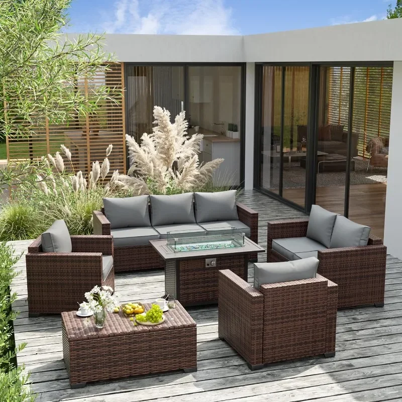 مجموعة اثاث مع طاولة حفرة النا - مراجعة Outdoor Furniture Fire Table وسعره
