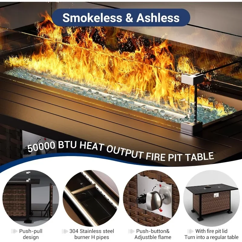 مجموعة اثاث مع طاولة حفرة النا - مراجعة Outdoor Furniture Fire Table وسعره