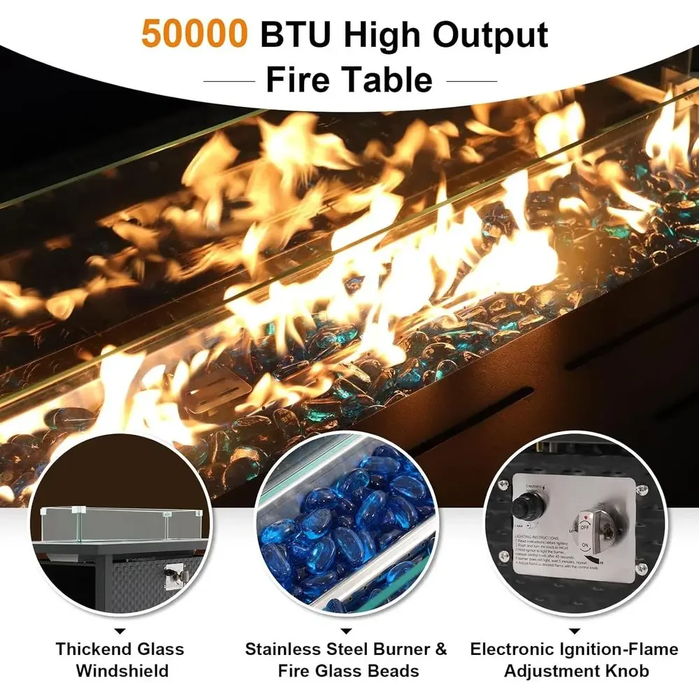طقم أثاث فناء من 8 قطع مع طاول - مراجعة Outdoor Furniture Fire Table وسعره