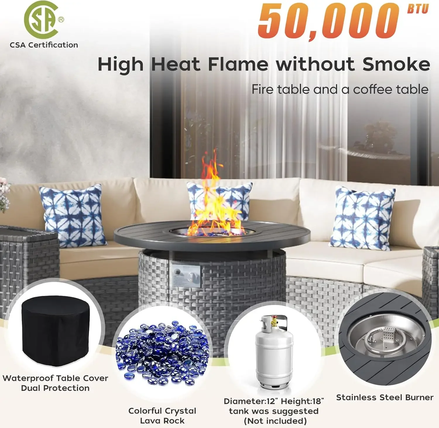 مجموعة أثاث الفناء مع طاولة حف - مراجعة Outdoor Furniture Fire Table وسعره