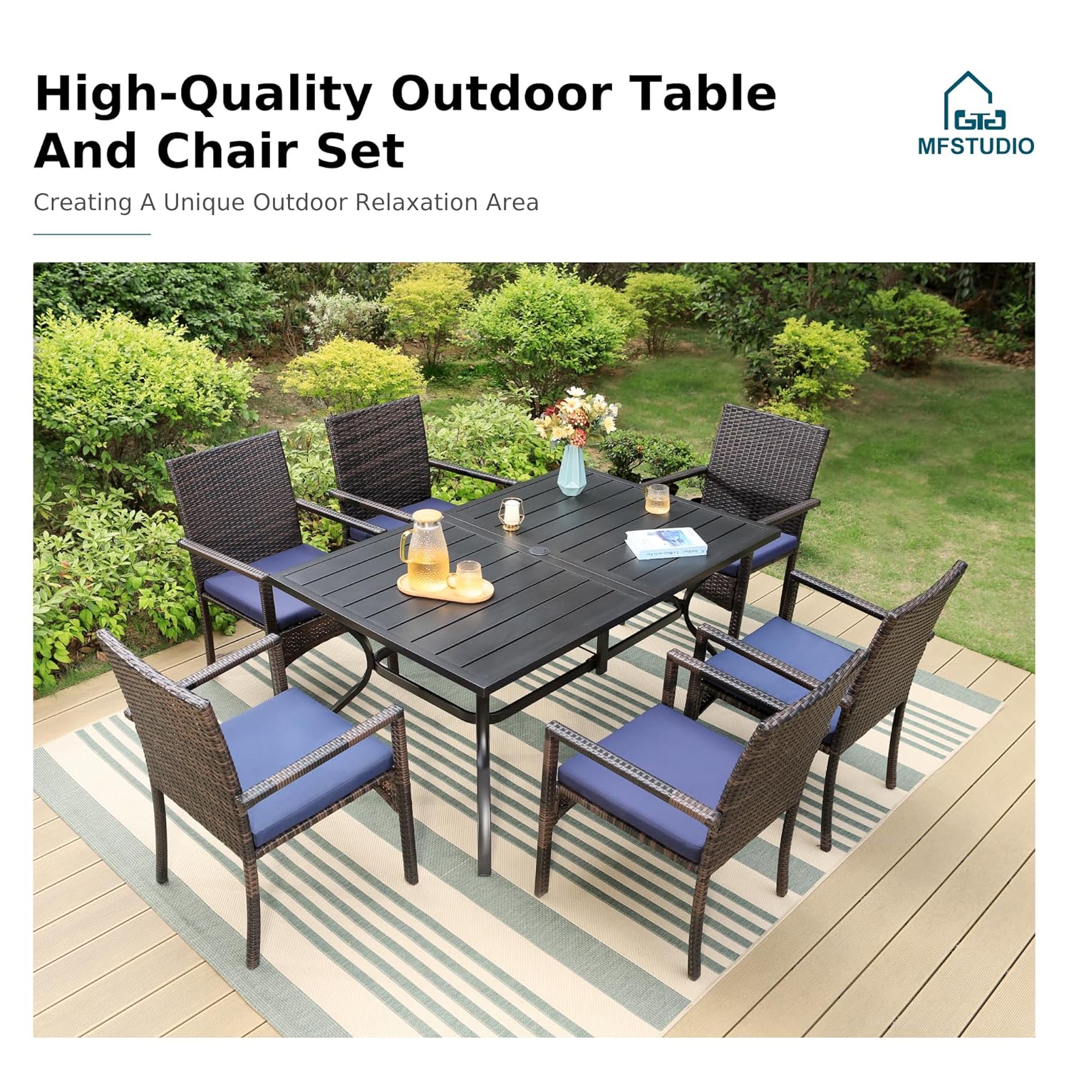 طقم طعام خارجي من 7 قطع، طاولة - مراجعة Outdoor Furniture Dining Set وسعره