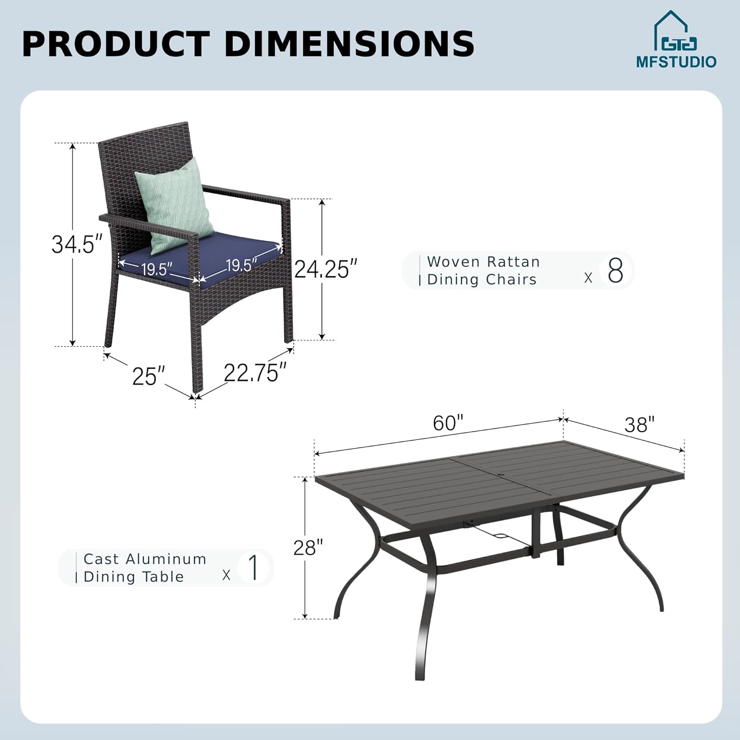 طقم طعام خارجي من 7 قطع، طاولة - مراجعة Outdoor Furniture Dining Set وسعره