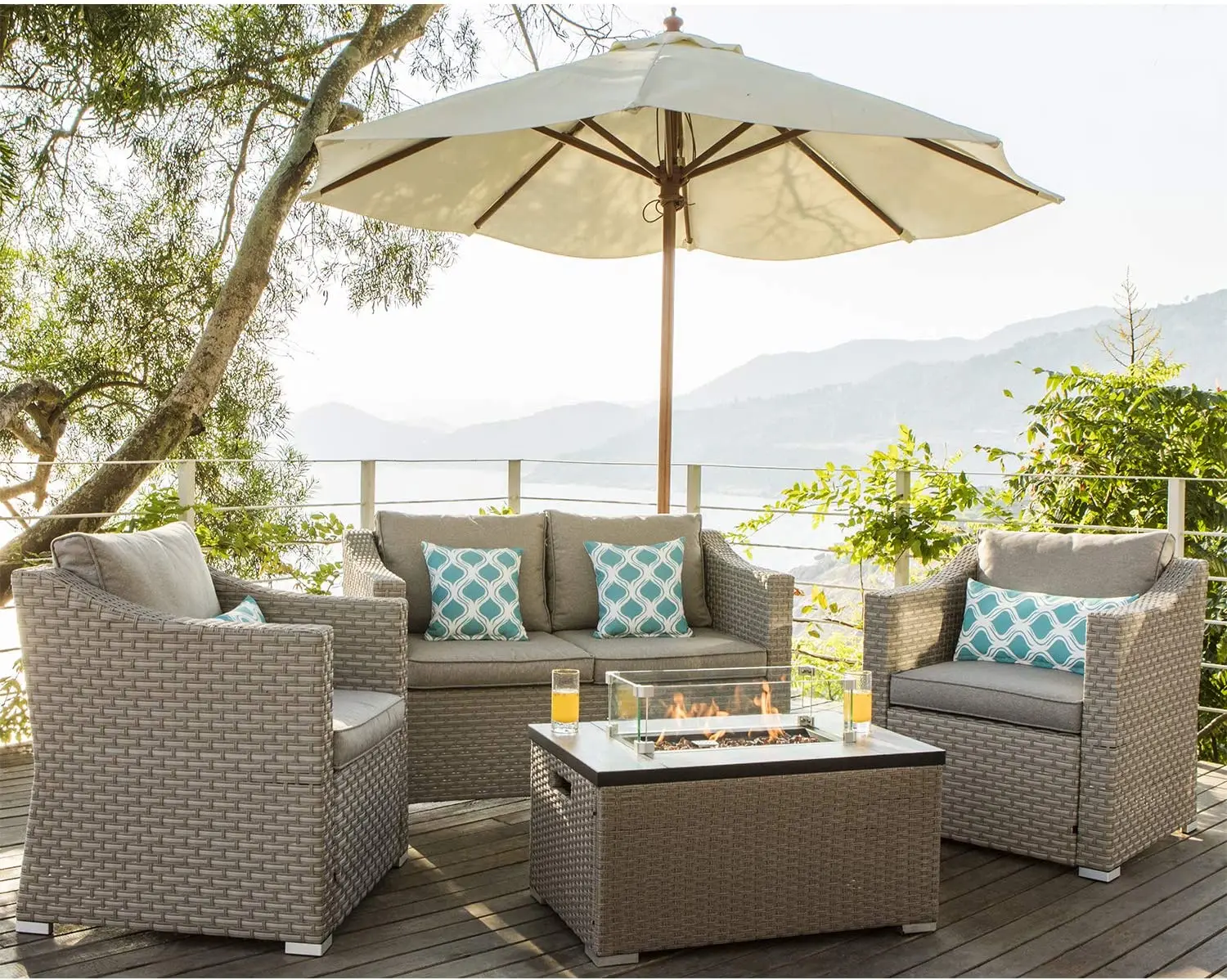 -أثاث خارجي مكون من 5 قطع أريك - مراجعة Outdoor Furniture Fire Table وسعره