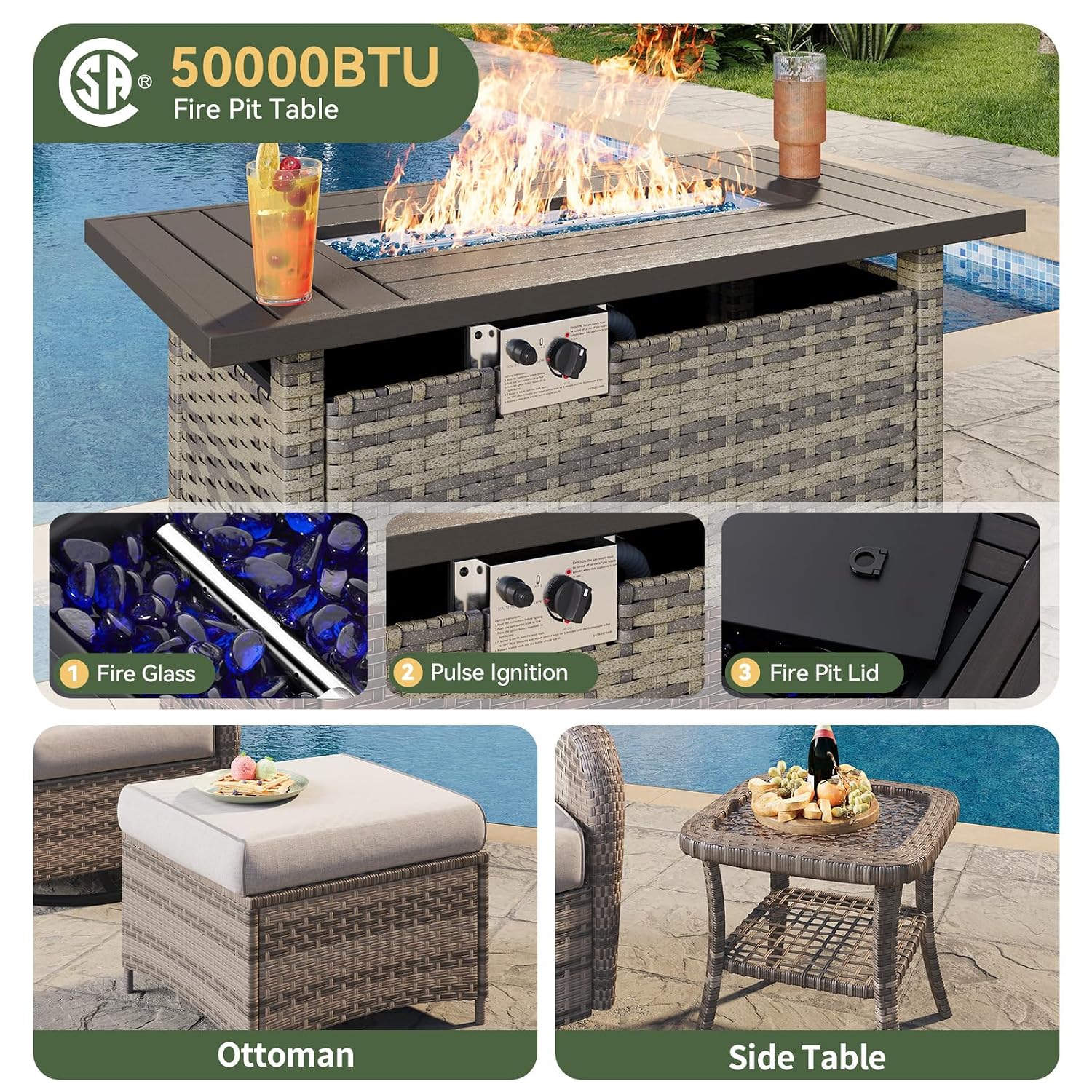 طقم أثاث خارجي من الخوص مكون م - مراجعة Outdoor Furniture Fire Table وسعره