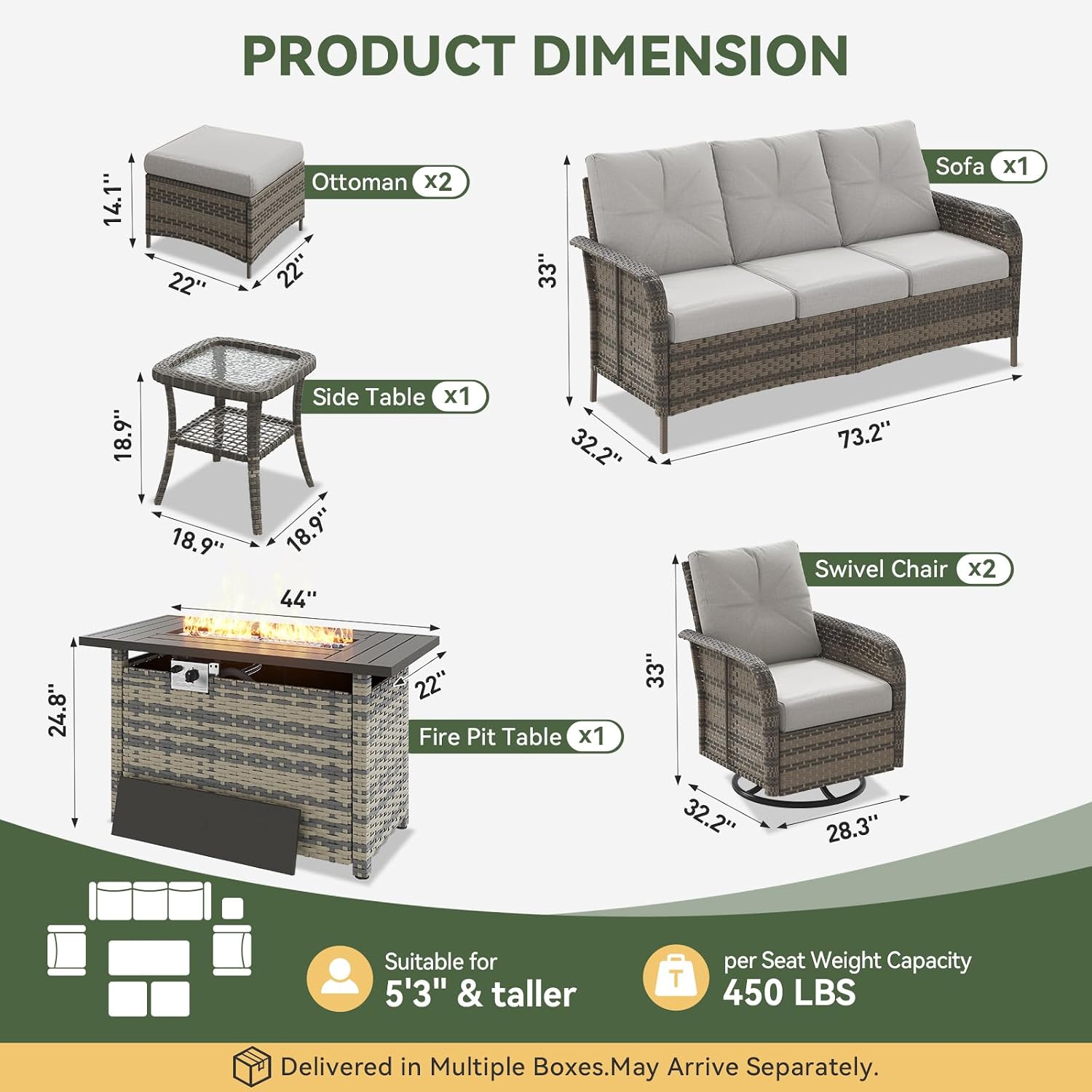 طقم أثاث خارجي من الخوص مكون م - مراجعة Outdoor Furniture Fire Table وسعره