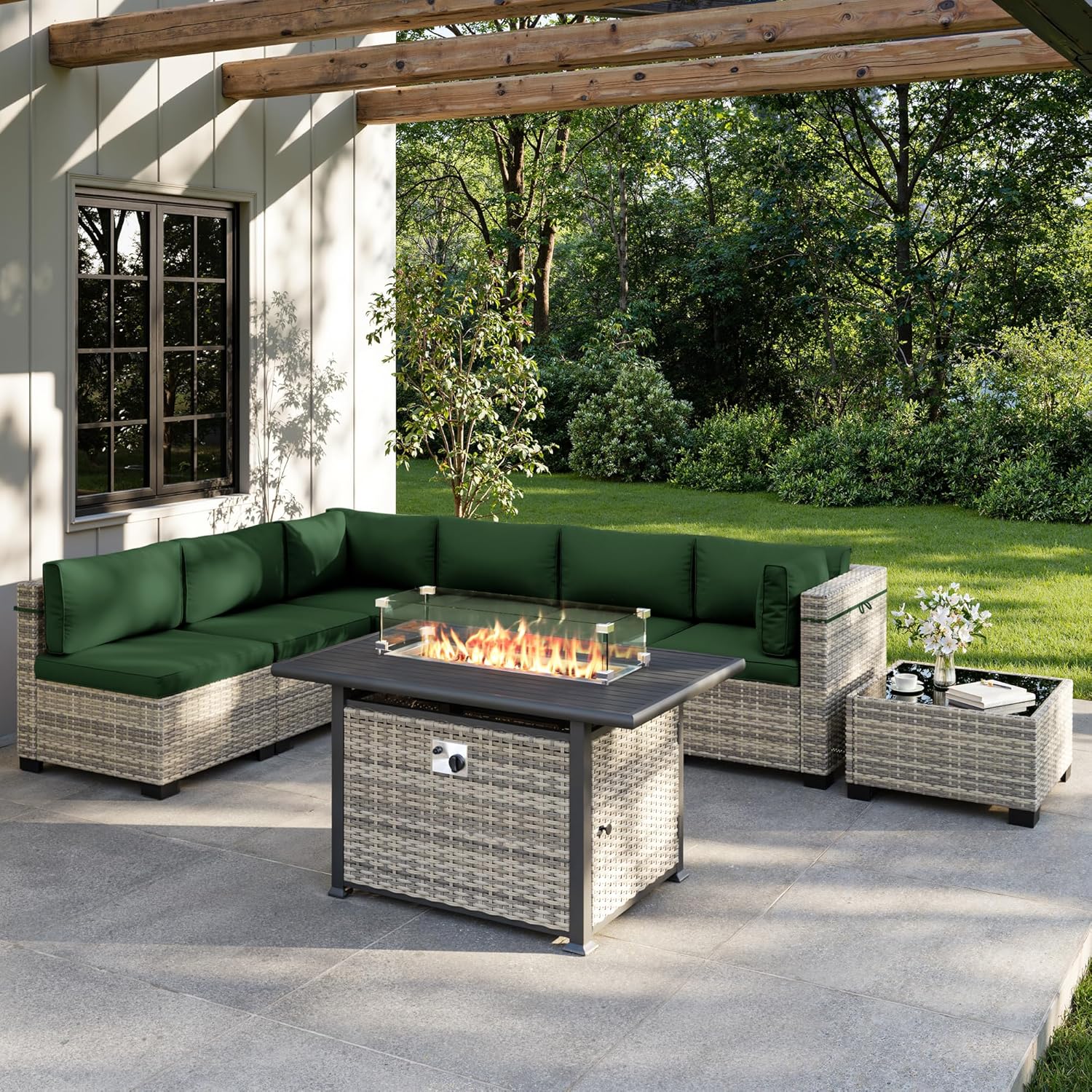 طقم أثاث خارجي مكون من 8 قطع م - مراجعة Outdoor Furniture Fire Table وسعره